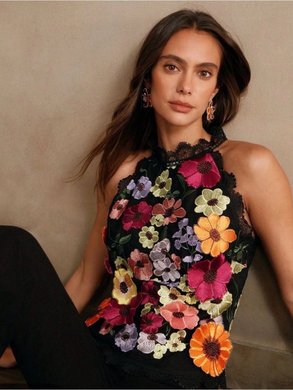Anewsta Racer Style 3D Floral Top NWT Size L